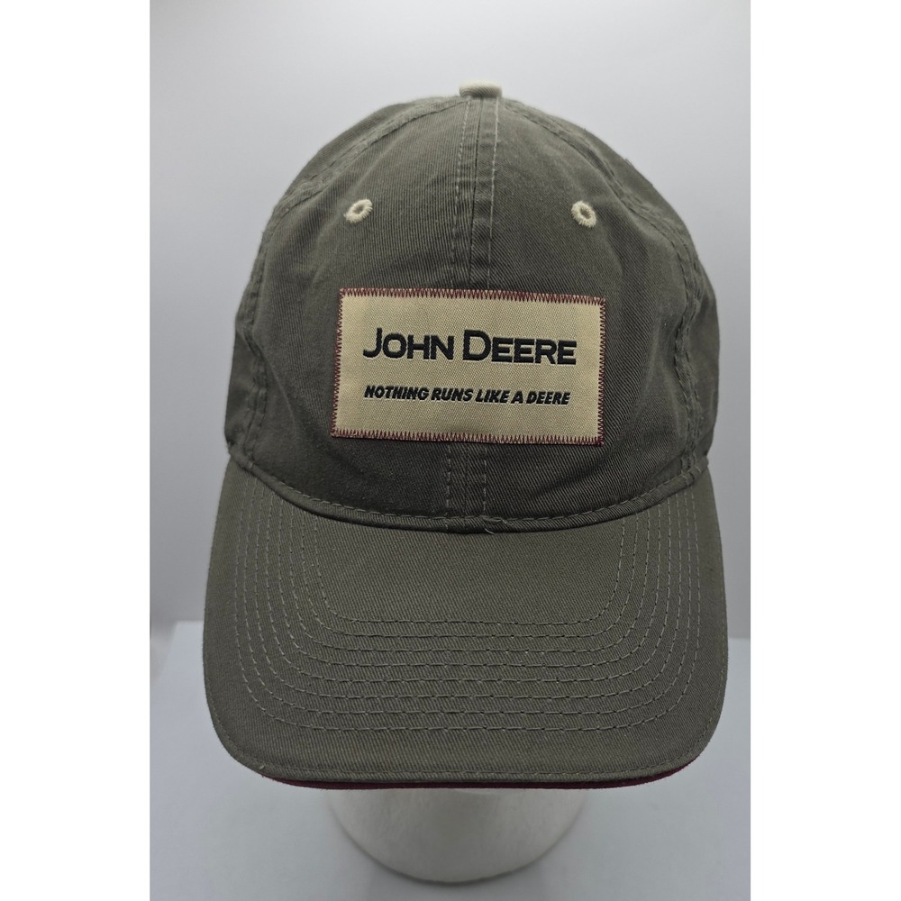 John Deere Olive Green Strapback Cap Dad Hat Nothing Runs Like A Deere‎ Patch